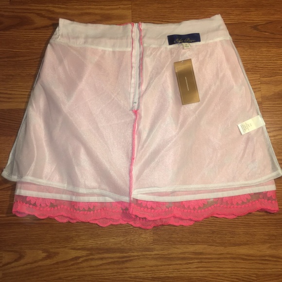 Blue Rain Skirt Boutique Pink Lace Floral Size:L - Picture 5 of 8